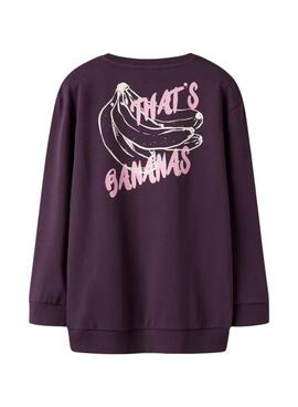 Sweatshirt Name It Bellis imprimé bananes violettes pour fille