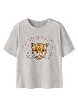 T-shirt Name It Benna imprimé léopard gris clair pour fille