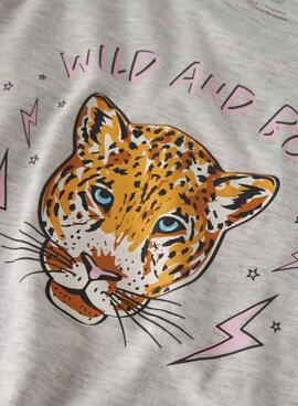T-shirt Name It Benna imprimé léopard gris clair pour fille