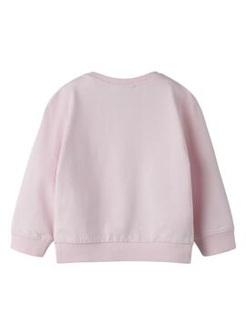 Sweat à capuche Name It Bissine avec détail de fraise rose clair pour fille