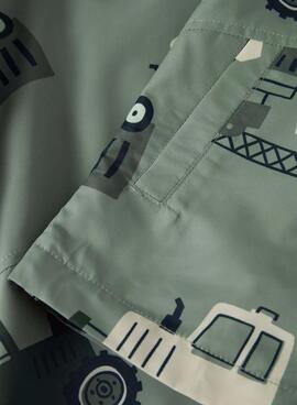 Imperméable Name It Max imprimé de machines vert sauge pour garçon