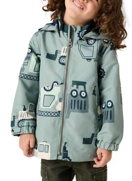 Imperméable Name It Max imprimé de machines vert sauge pour garçon