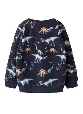 Sweat-shirt Name It Bertil imprimé de dinosaures bleu marine pour garçon