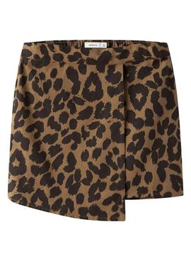Short en coton imprimé animalier marron pour fille de la marque Name It