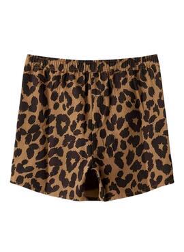 Short en coton imprimé animalier marron pour fille de la marque Name It
