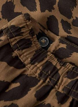 Short en coton imprimé animalier marron pour fille de la marque Name It