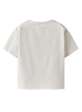 T-shirt Name It imprimé animal print crème pour fille.