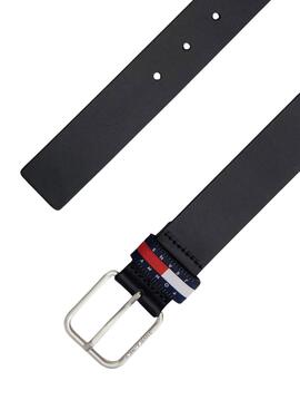 Ceinture en cuir bleue marine Tommy Jeans Ryan pour homme