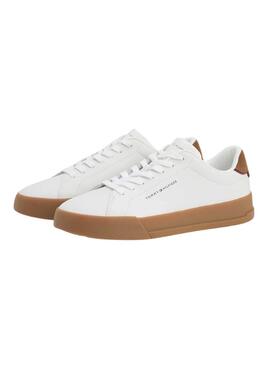 Chaussures Tommy Hilfiger Court blanc et marron pour homme.