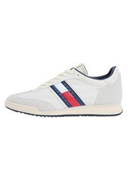 Chaussures Tommy Jeans Retro Runner Cleated blanches pour homme.