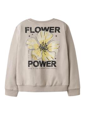 Sweat-shirt Name It Difo flower power beige pour fille