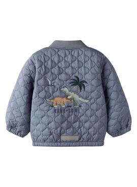 Veste matelassée bleu-gris dinosaures pour garçon Name It Marlon