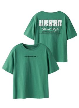 T-shirt Name It Benna avec impression urbaine verte pour garçon