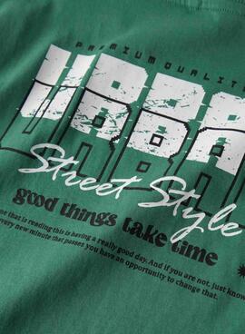 T-shirt Name It Benna avec impression urbaine verte pour garçon