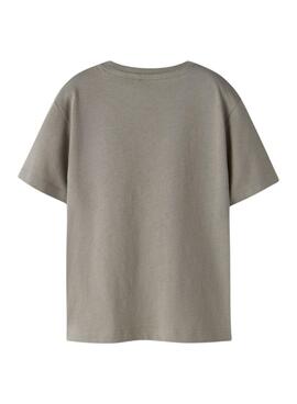 T-shirt Name It Benna pizza gris taupe pour enfant