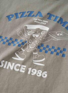 T-shirt Name It Benna pizza gris taupe pour enfant