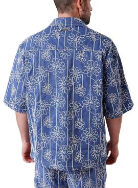 Chemise Project x Paris Candide Idylle fleurs bleues pour homme.