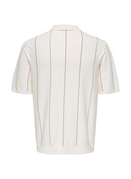 Polo Only and Sons Wyler à rayures beige pour homme