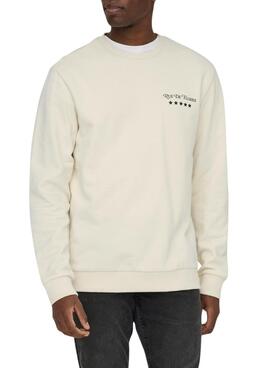 Sweatshirt Only and Sons Cesc beige pour homme