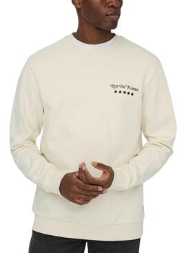 Sweatshirt Only and Sons Cesc beige pour homme