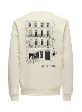 Sweatshirt Only and Sons Cesc beige pour homme