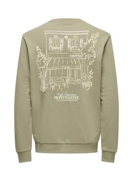 Sweat à capuche Only and Sons Cesc vert pour homme