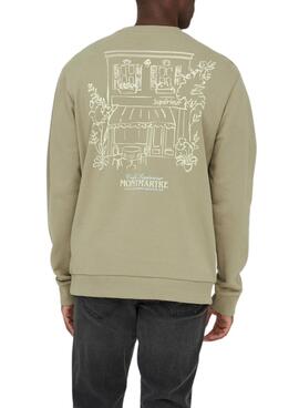 Sweat à capuche Only and Sons Cesc vert pour homme