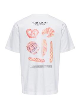 T-shirt Only and Sons Fred Bakery blanc pour homme