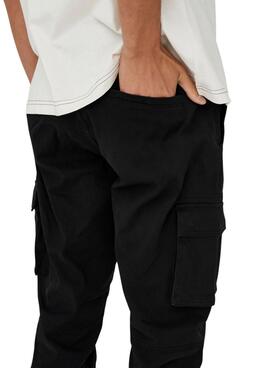 Pantalon Only and Sons Cam carga noir pour homme.