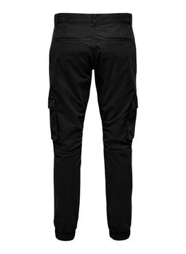 Pantalon Only and Sons Cam carga noir pour homme.