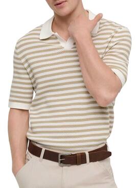 Polo Only and Sons en rayas tostadas de sarga para hombre.