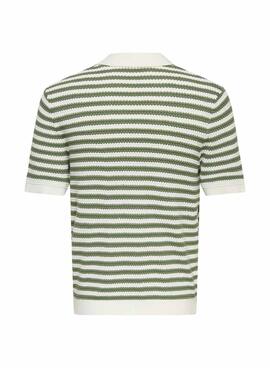 Polo Only and Sons en rayas verdes de sarga para hombre