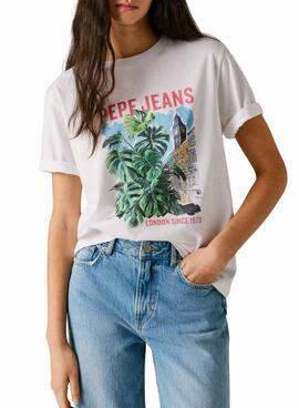 T-shirt Pepe Jeans Martha blanc pour femme