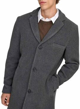 Manteau gris pour homme Only and Sons Jaylon
