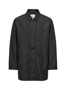 Manteau noir Only and Sons Hall pour homme