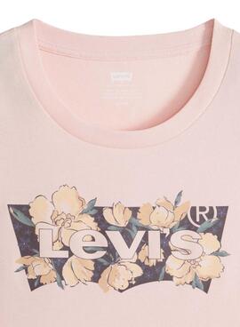 T-shirt Levi's Perfect rose avec logo floral pour femme.
