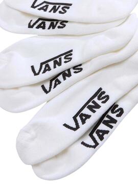 Chaussettes Vans Classic Kick 3 paires blanches pour femme et homme