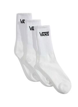 Le pack de 3 chaussettes hautes Vans Classic Crew blanches pour hommes et femmes