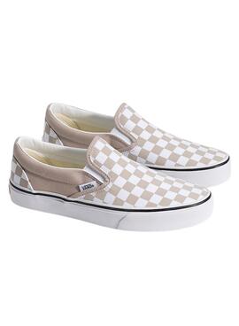 Chaussures Vans Classic Slip-On Checkerboard beige pour femme