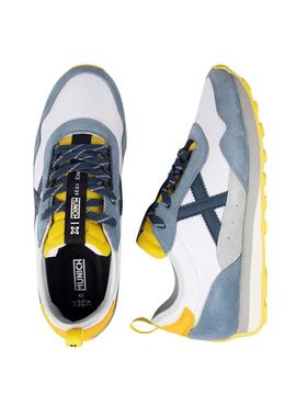 Chaussures Munich UM 91 blanches et bleues pour homme
