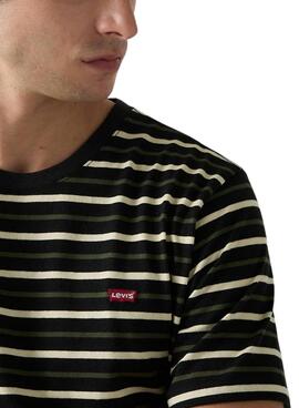 T-shirt Levis Andor Stripe noir et vert pour homme