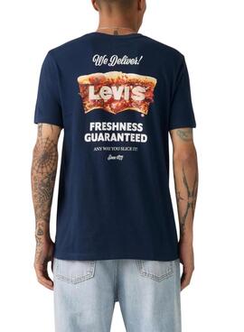 T-shirt Levi's Pizza bleue marine pour homme