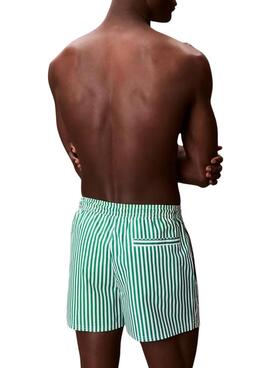 Maillot de bain Calvin Klein Jeans Penny Stripe vert pour homme