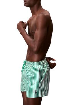 Maillot de bain Calvin Klein Jeans Penny Stripe vert pour homme