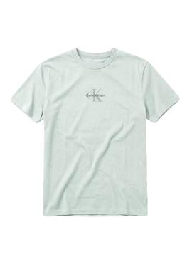 T-shirt Calvin Klein Jeans Micro Monologue turquoise pour homme