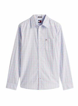 Chemise Tommy Jeans Check popeline blanc pour homme