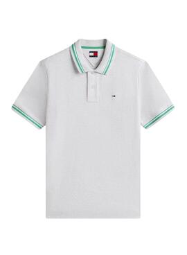 Polo Tommy Jeans Tipped gris pour homme.