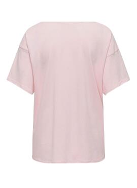 T-shirt Only Rolling Stones rose pour femme