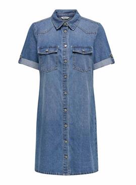 Robe en denim Only Lisa lavée à mi-hauteur pour femme