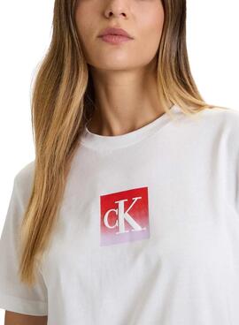 T-shirt Calvin Klein Jeans Classic Boxed Monogram blanc pour femme